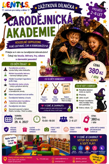 Zážitková dílnička Čarodějnická akademie, plakát