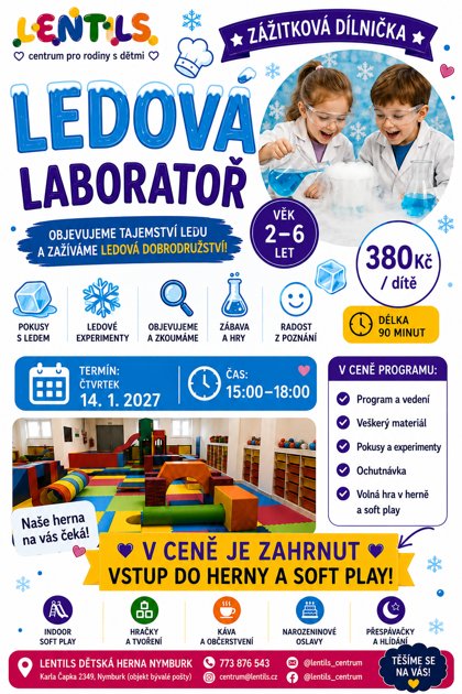 Zážitková dílnička Ledové království – ledová laboratoř, plakát
