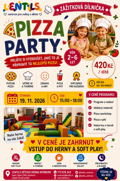 Zážitková dílnička LENTILS pizza party, plakát