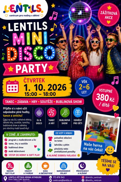 Zážitková dílnička Mini disco party, plakát