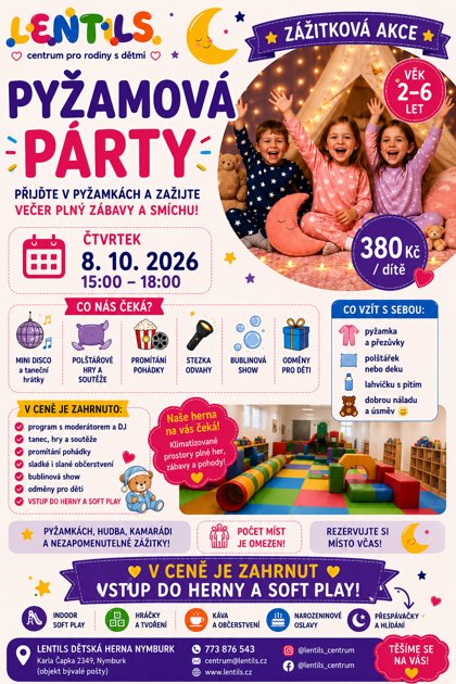 Zážitková dílnička Pyžamová párty, plakát