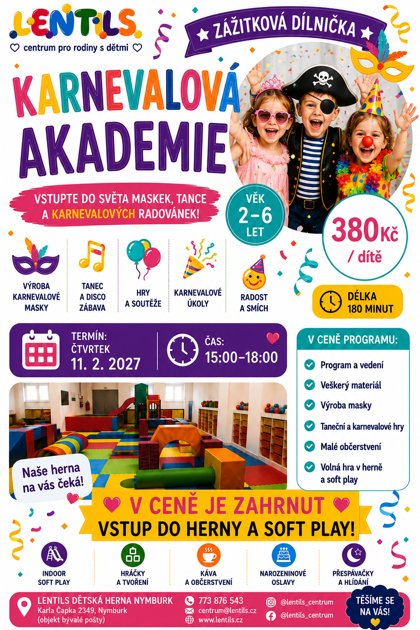 Zážitková dílnička Karnevalová akademie, plakát